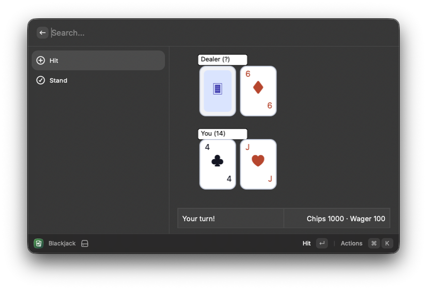 Blackjack for Raycast screenshot