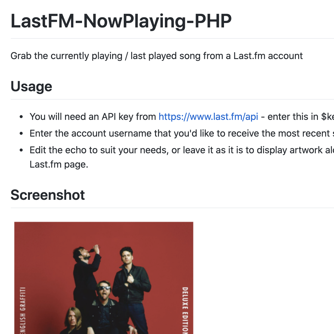 Last.FM Now Playing PHP
